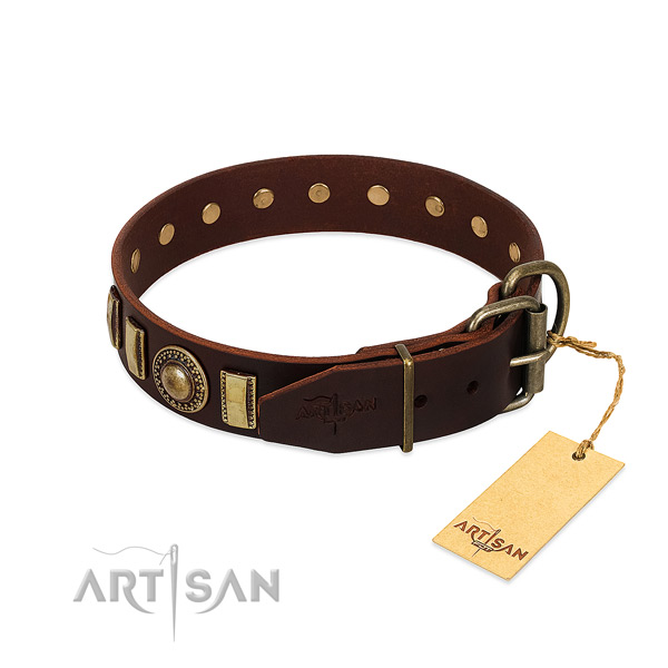 Awesome leather dog collar with rust resistant D-ring