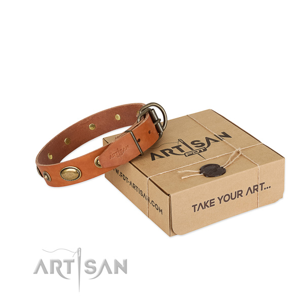 Rust resistant hardware on full grain leather dog collar for your four-legged friend