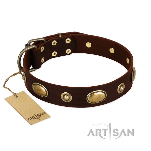 Comfortable natural leather collar for your dog